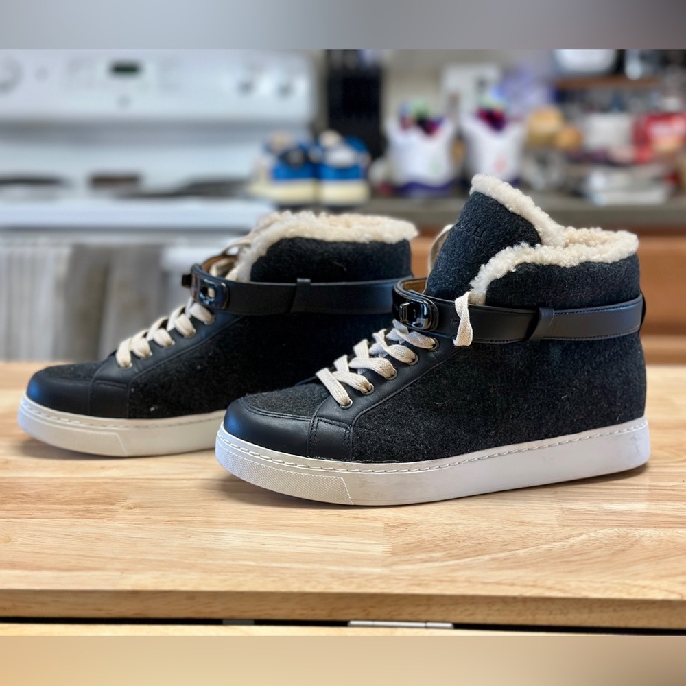 Coach Richmond Shearling Wool & Leather High Top Sneakers